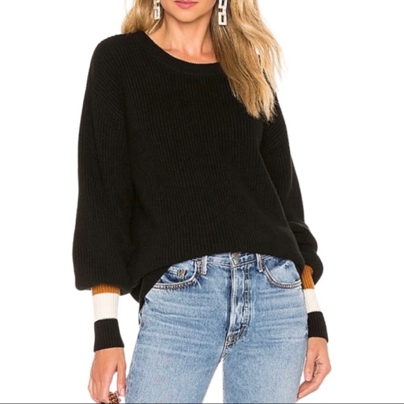 A.L.C. Jasper Colorblock Cuffs Ribbed Wool Cashmere Blend Sweater - Picture 5 of 16